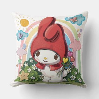Cute Bunny & Flowers Nursery Decorative Throw Pill Cushion