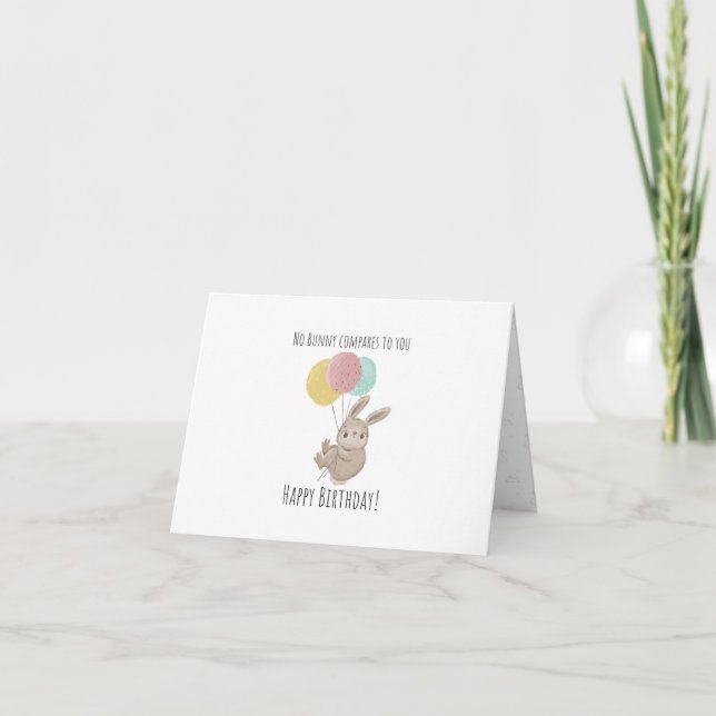 Cute Bunny Folded Birthday Card (Front)