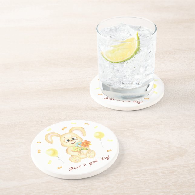 Cute Bunny for a positive mood  Coaster (Side)