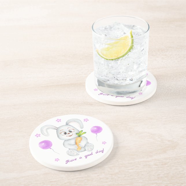 Cute Bunny for a positive mood  Coaster (Side)