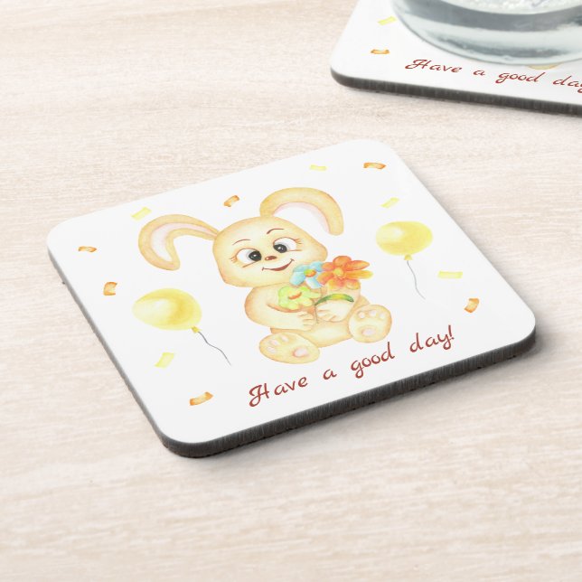 Cute Bunny for a positive mood Coaster (Left Side)