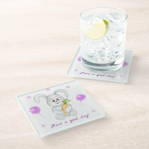 Cute Bunny for a positive mood Glass Coaster
