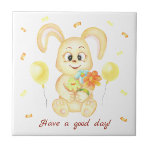 Cute Bunny for a positive mood Poster Ceramic Tile