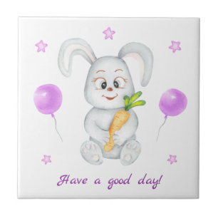 Cute Bunny for a positive mood Poster Ceramic Tile