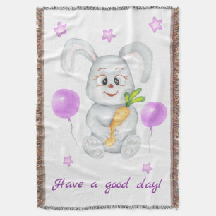 Cute Bunny for a positive mood Poster Throw Blanket