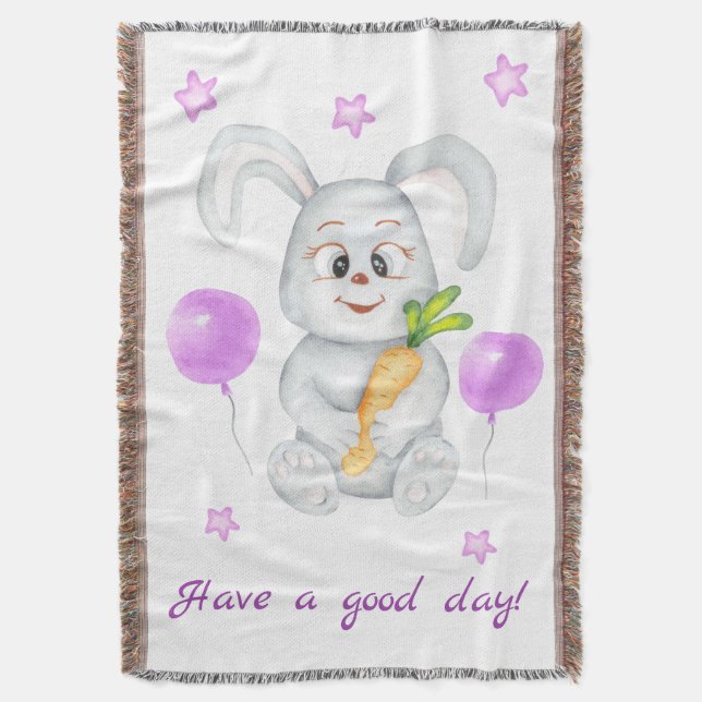Cute Bunny for a positive mood Poster Throw Blanket (Front Vertical)