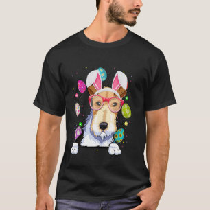 Cute Bunny Fox Terrier Dog Face Easter Eggs Easter T-Shirt