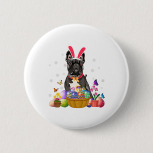 Cute Bunny French Bulldog Easter Day Eggs Basket 6 Cm Round Badge