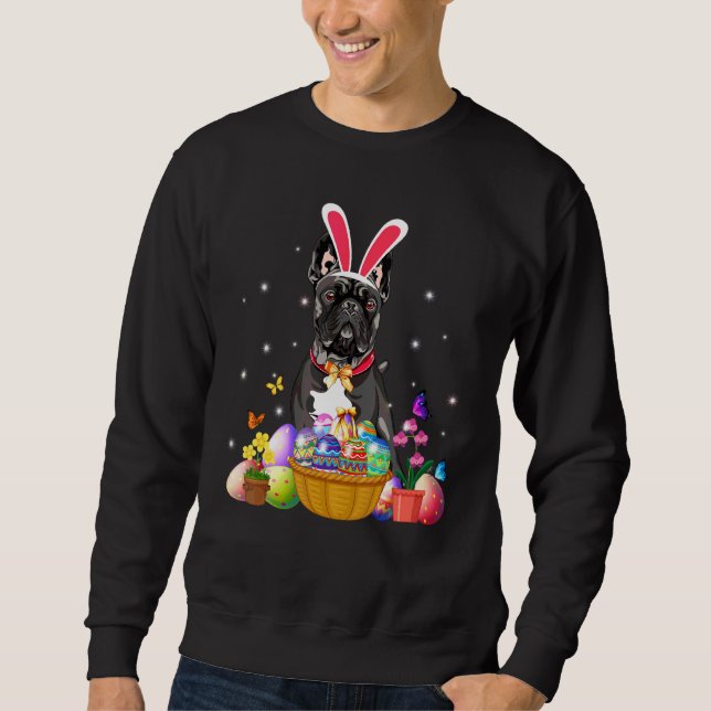 Cute Bunny French Bulldog With Easter Eggs Basket  Sweatshirt (Front)