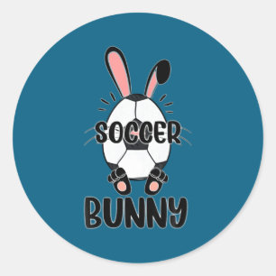 Cute bunny funny sporty easter rabbit soccer eggs classic round sticker