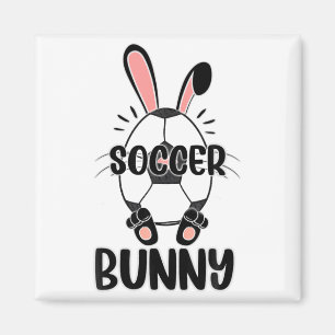 Cute Bunny Funny Sporty Easter Rabbit Soccer Eggs Magnet