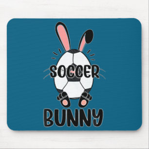 Cute bunny funny sporty easter rabbit soccer eggs mouse pad