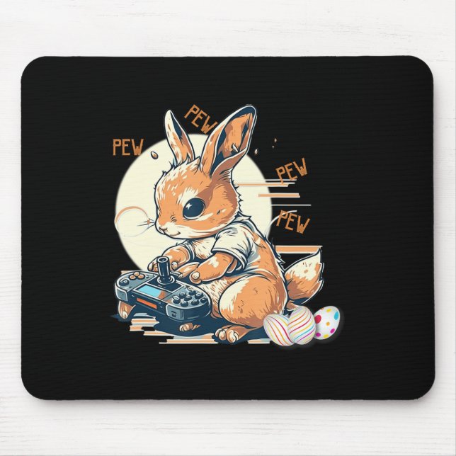 Cute Bunny Gaming Kids Boys Girls Anime Video Game Mouse Pad (Front)