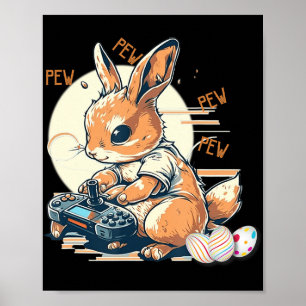 Cute Bunny Gaming Kids Boys Girls Anime Video Game Poster