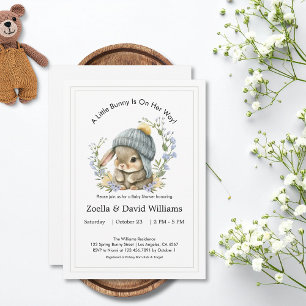 Cute Bunny Garden Spring Baby Shower Invitation