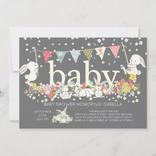 Cute Bunny Gender Neutral Baby shower Invitation
