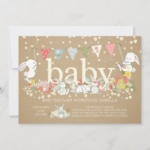 Cute Bunny Gender Neutral Baby shower Invitation