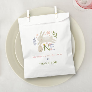 Cute Bunny Girl 1st Birthday Thank You Favour Bag