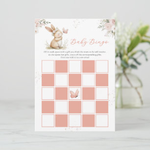 Cute Bunny Girl Baby Shower Baby Bingo Card