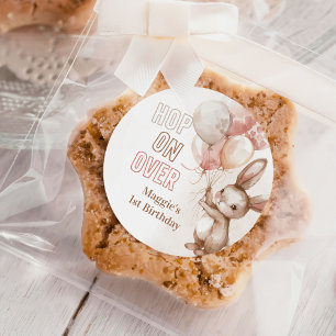 Cute Bunny Girl Birthday Party Classic Round Sticker