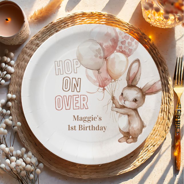 Cute Bunny Girl Birthday Party Paper Plate (Creator Uploaded)