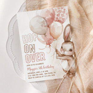 Cute Bunny Girl Birthday Party Pink Invitation