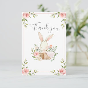 Cute Bunny Girls Birthday Thank You Card
