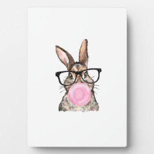 Cute Bunny Glasses Bubblegum Easter Day Girls Kids Plaque