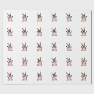 Cute Bunny Glasses Bubblegum Easter Day Girls Kids Wrapping Paper