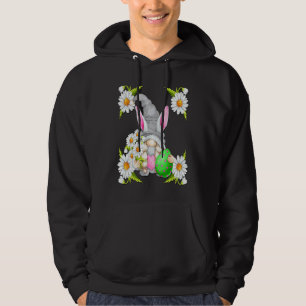 Cute Bunny Gnome Graphic For Rabbit Floral Daisy Hoodie