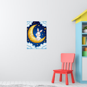 Cute Bunny Golden Crescent Moon 🐰🌙Nursery Decor