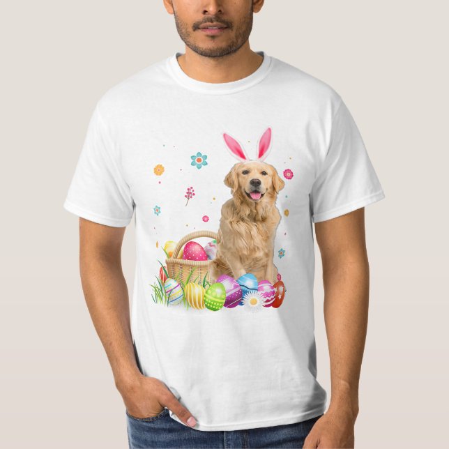 Cute Bunny Golden Retrieve T-Shirt (Front)