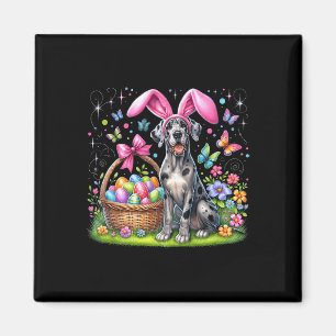 Cute Bunny Great Dane Dog Easter Eggs Basket Easte Magnet
