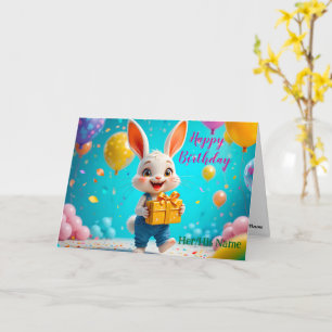 Cute Bunny Happy Birthday Card