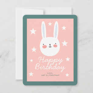 Cute Bunny Happy Birthday Holiday Card