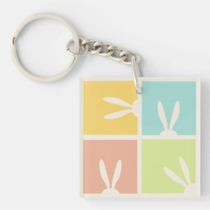 Cute Bunny Happy Easter Eggs Hunt Party Spring Key Ring