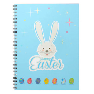 Cute Bunny Happy Easter Eggs Hunt Party Spring Notebook
