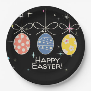 Cute Bunny Happy Easter Eggs Hunt Party Spring Paper Plate