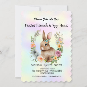 Cute bunny hare hunting egg Happy Easter day Party Invitation