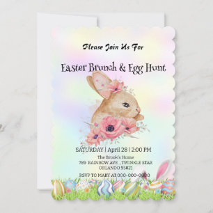 Cute bunny hare hunting egg Happy Easter day Party Invitation