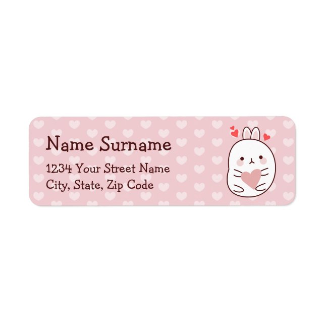 Cute Bunny Heart  Return Address Label (Front)