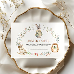 Cute Bunny Hedgehog Diaper Raffle Wreath Enclosure Card