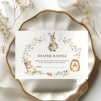Cute Bunny Hedgehog Diaper Raffle Wreath Enclosure Card