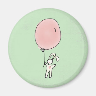 Cute Bunny Holding a Balloon Magnet