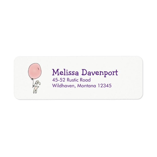 Cute Bunny Holding a Balloon Return Address Label (Front)