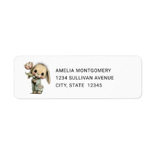 Cute Bunny Holding a Tulip - Address Return Address Label