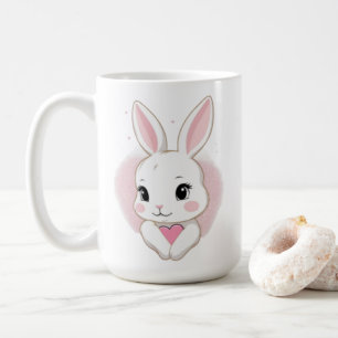 Cute Bunny Holding Heart Romantic Design Coffee Mug