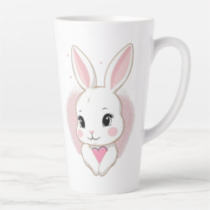 Cute Bunny Holding Heart Romantic Design Latte Mug