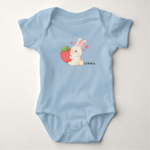 CUTE BUNNY Hugging a Strawberry baby bodysuit