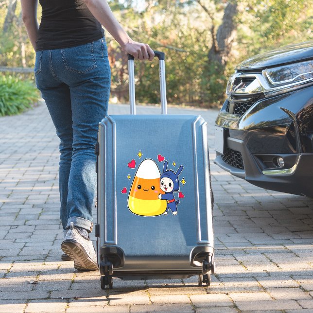 Cute Bunny Hugging Candy Corn (Suitcase Insitu)